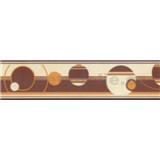 Samolepící bordury abstraktní kruhy hnědo-oranžové 5 m x 5 cm