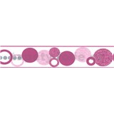 Samolepící bordura kruhy růžové 5 m x 5,8 cm - POSLEDNÍ KUSY