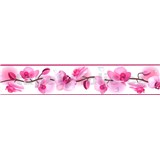 Samolepící bordura květy orchidejí růžové 5 m x 5,8 cm