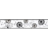 Samolepící bordura pampelišky šedo-černé 5 m x 5,8 cm