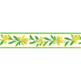 Samolepící bordura květy žluté se zelenými listy 5 m x 5,8 cm