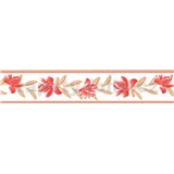 Samolepící bordura květy červené se hnědými listy 5 m x 5,8 cm - POSLEDNÍ KUSY