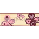 Samolepící bordury čtyřlístek růžovo-hnědý 5 m x 6,9 cm