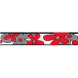 Samolepící bordura - květy červeno-šedé 5 m x 6,9 cm