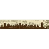 Samolepící bordura New York hnědo-zlatá 5 m x 9,6 cm