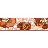 Samolepící bordura hnědé květy s ornamenty 5 m x 4,3 cm - POSLEDNÍ KUS