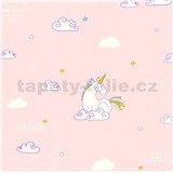 Dětské papírové tapety na zeď IMPOL Boys & Girls 6 Unicorn růžový - POSLEDNÍ KUSY