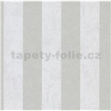 Vliesové tapety IMPOL Carat 2 pruhy stříbrno-bílé