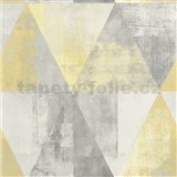 Vliesové tapety na zeď IMPOL Collection geometrické vzory s patinou šedo-žluté