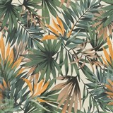 Vliesové tapety na zeď IMPOL Collection listy Tropical zelené na krémovém podkladu