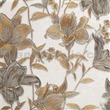 Vliesové tapety na zeď IMPOL Collection květy bronzovo-stříbrné