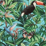 Vliesové tapety na zeď IMPOL Paradisio 2 fauna a flora na tyrkysovém podkladu