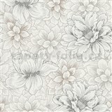 Vliesové tapety IMPOL Natural Living bílé květy se stříbrnými a zlatými detaily