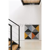 Dekorativní filcové panely FLATLINE trojúhelníky šedo-oranžové 114 x 114 cm - POSLEDNÍ KUS
