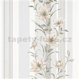 Vliesové tapety na zeď IMPOL Finesse květy hnědé s šedými pruhy