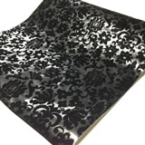 Samolepící velurová tapeta ornament černý 45 cm x 5 m - POSLEDNÍ METRY