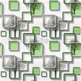 Samolepící tapety stromy s rámečky s 3D efektem zelené 45 cm x 10 m