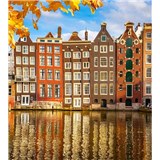 Vliesové fototapety domy v Amsterdamu rozměr 225 cm x 250 cm - POSLEDNÍ KUSY