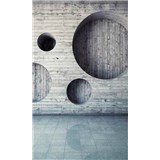 Vliesové fototapety dřevěná stěna s kruhy rozměr 150 cm x 250 cm