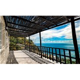 Vliesové fototapety středomořská terasa s výhledem na moře rozměr 368 cm x 254 cm