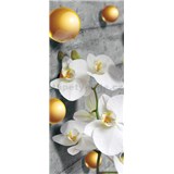 Vliesové fototapety orchidej a 3D kuličky rozměr 91 cm x 211 cm
