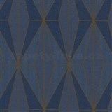 Vliesové tapety na zeď IMPOL Giulia Art-Deco vzor modrý se zlatými konturami
