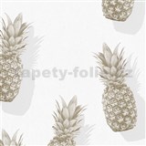 Vliesové tapety na zeď IMPOL Giulia ananasy šedo-zlaté  - POSLEDNÍ KUSY