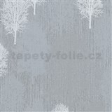 Vliesové tapety na zeď IMPOL Giulia stromy bílo-šedé na světle šedém podkladu
