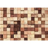 Fototapety 3D dřevěné kostky rozměr 368 cm x 254 cm - POSLEDNÍ KUSY