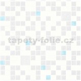Omyvatelné vinylové tapety na zeď Bravo 3D mozaika modro-stříbrná