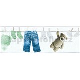 Dětské vliesové bordury Little Stars dětské oblečení modro-zelené