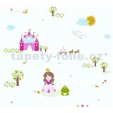 Dětské vliesové tapety na zeď Little Stars princezna a žabka na bílém podkladu