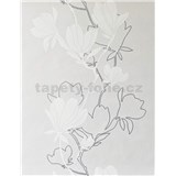 Vliesové tapety na zeď IMPOL květy bílo-stříbrné na světle šedém pokladu