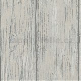 Vliesové tapety na zeď IMPOL dřevo šedo-hnědé s modrými detaily