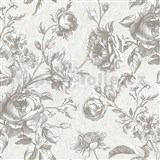 Vliesové tapety na zeď MY HOME. MY SPA. květy růží šedé na šedém podkladu