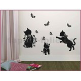 Samolepky na zeď - kočky  50 x 32 cm