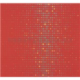 Vliesové tapety na zeď NENA puntíky metalické na červeném podkladu - POSLEDNÍ KUSY
