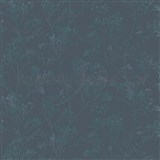 Vliesové tapety Daphne stonky lesklé zeleno-modré na tmavě modrém podkladu - POSLEDNÍ KUSY