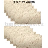 Samolepící PVC 3D panely rozměr 60 x 30 cm, mramor béžový matný 1,8m2, AKCE 5+5 ks ZDARMA