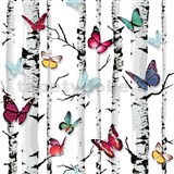 Papírové tapety na zeď IMPOL barevní motýli a kmeny stromů
