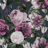 Papírové tapety na zeď IMPOL fialovo-růžové květy na šedém podkladu