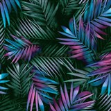 Vliesové tapety na zeď IMPOL listy palmy zelené, fialové, modré