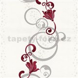 Vliesové tapety na zeď Pure and Easy květy červené se stříbrným ornamentem - POSLEDNÍ KUSY