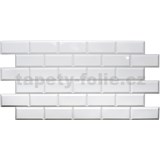 Obkladové panely 3D PVC rozměr 966 x 484 mm obklad bílý s šedou spárou