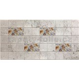 Obkladové panely 3D PVC rozměr 964 x 484 mm šedý beton s květy