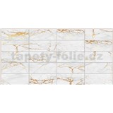 Obkladové panely 3D PVC rozměr 955 x 480 mm mramor zlato-šedý