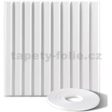 Obkladové panely 3D PVC SLATS bílý rozměr 500 x 500 mm, tloušťka 1 mm,