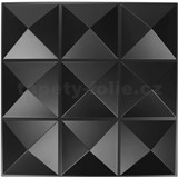 Obkladové panely 3D PVC Pyramids black rozměr 500 x 500 mm, tloušťka 1 mm