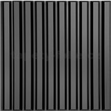 Obkladové panely 3D PVC SLATS černý 500 x 500 mm, tloušťka 1 mm - POSLEDNÍ KUSY