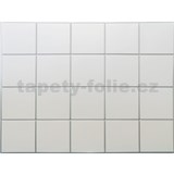 Obkladové panely 3D PVC rozměr 440 x 580 mm obklad malý bílý se stříbrnou spárou